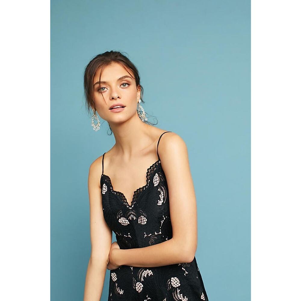NEW Anthropologie x Moulinette Souers Scalloped Lace Midi Dress $178 Black Sz 2 - Picture 3 of 3